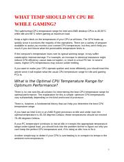 CPU Temperature While Gaming: Optimal Ranges and Cooling Solutions